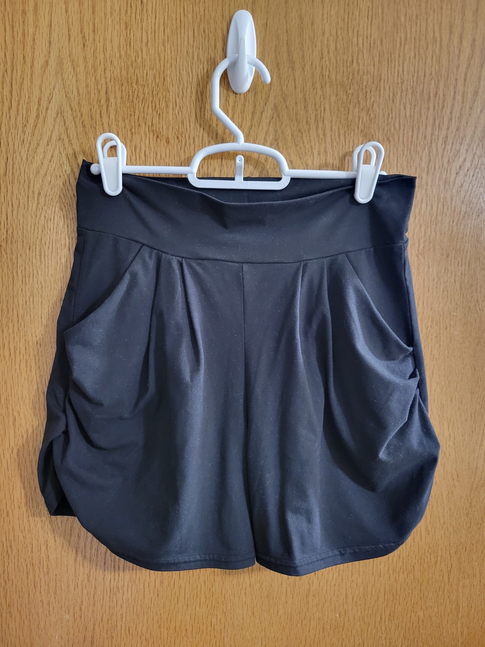 Women’s Black Shorts with Pleated Front